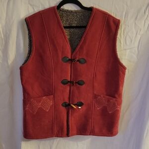 Red Toggle Vest with Pockets